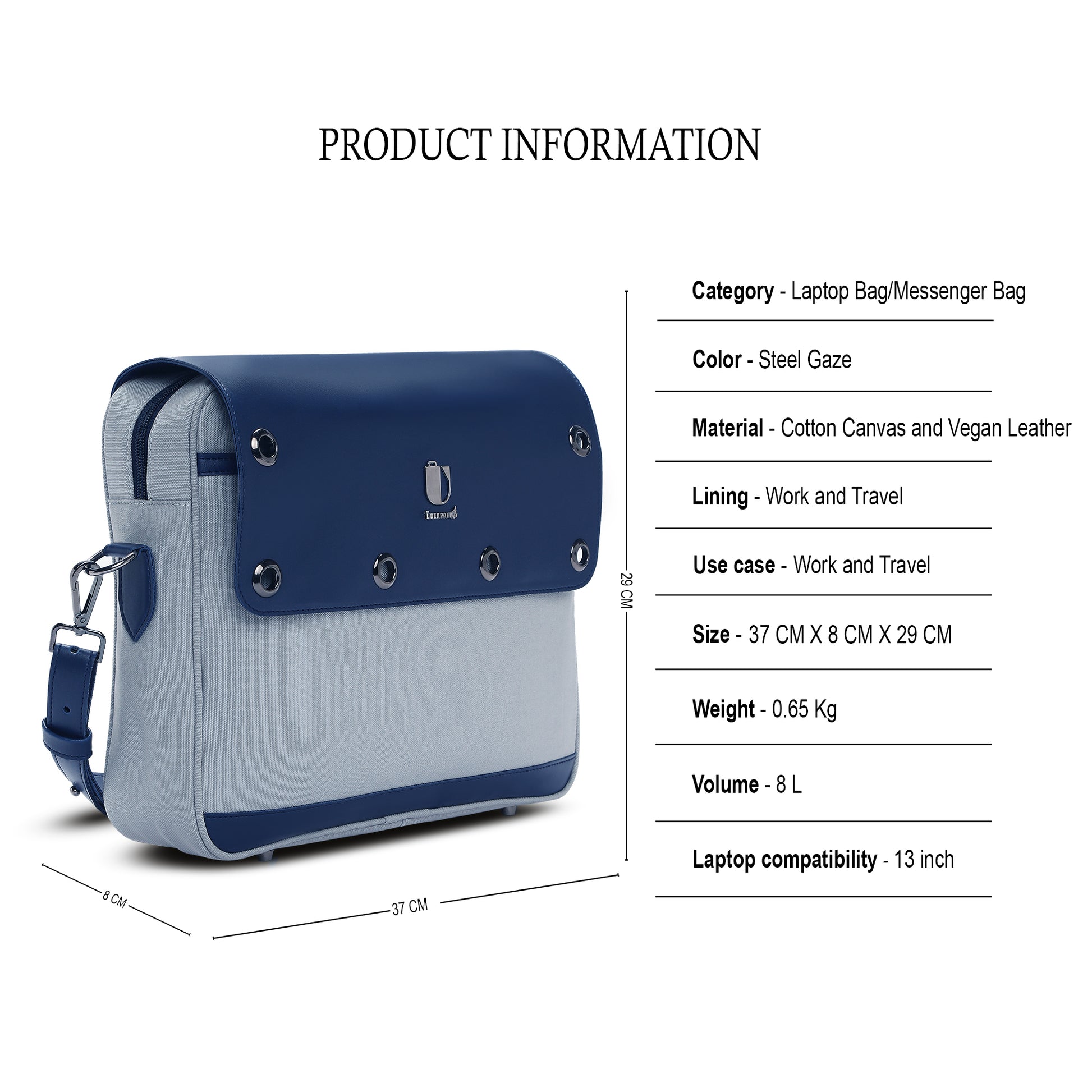 Insight Pack - Steel Gaze | Laptop Bag / Messenger Bag - Überpack