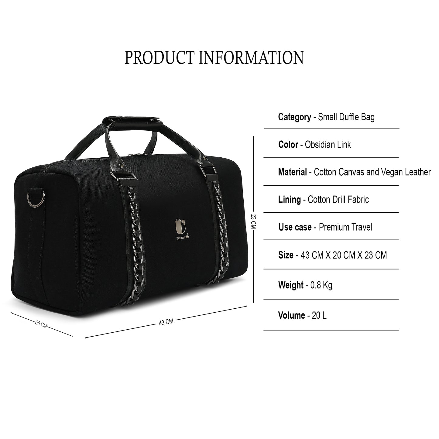 Soul Link - Obsidian Link | Small Duffle Bag / Soft Travel Companion - Überpack