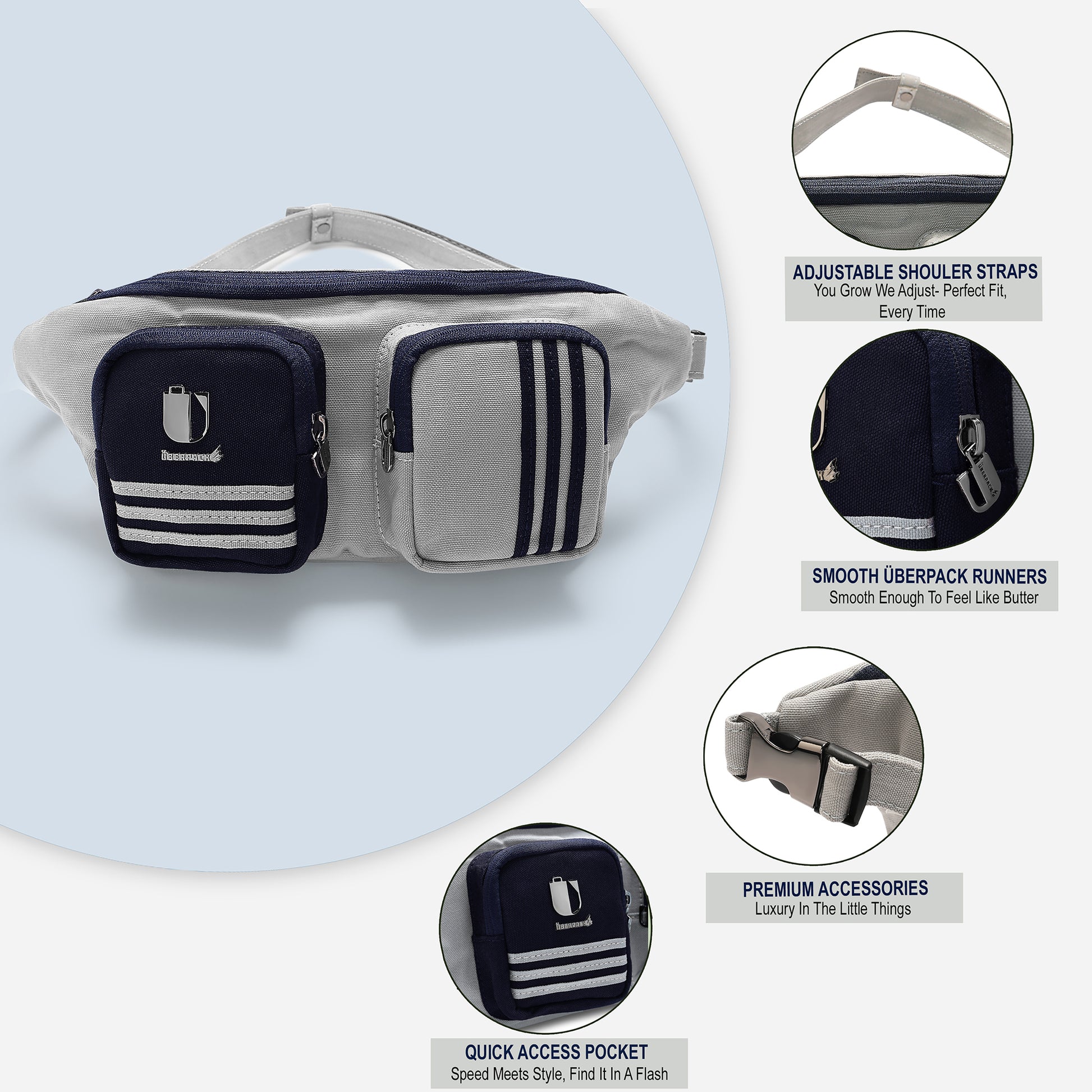 Duo Drift - Grey Glide | Waist Pouch / Belt Bag - Überpack