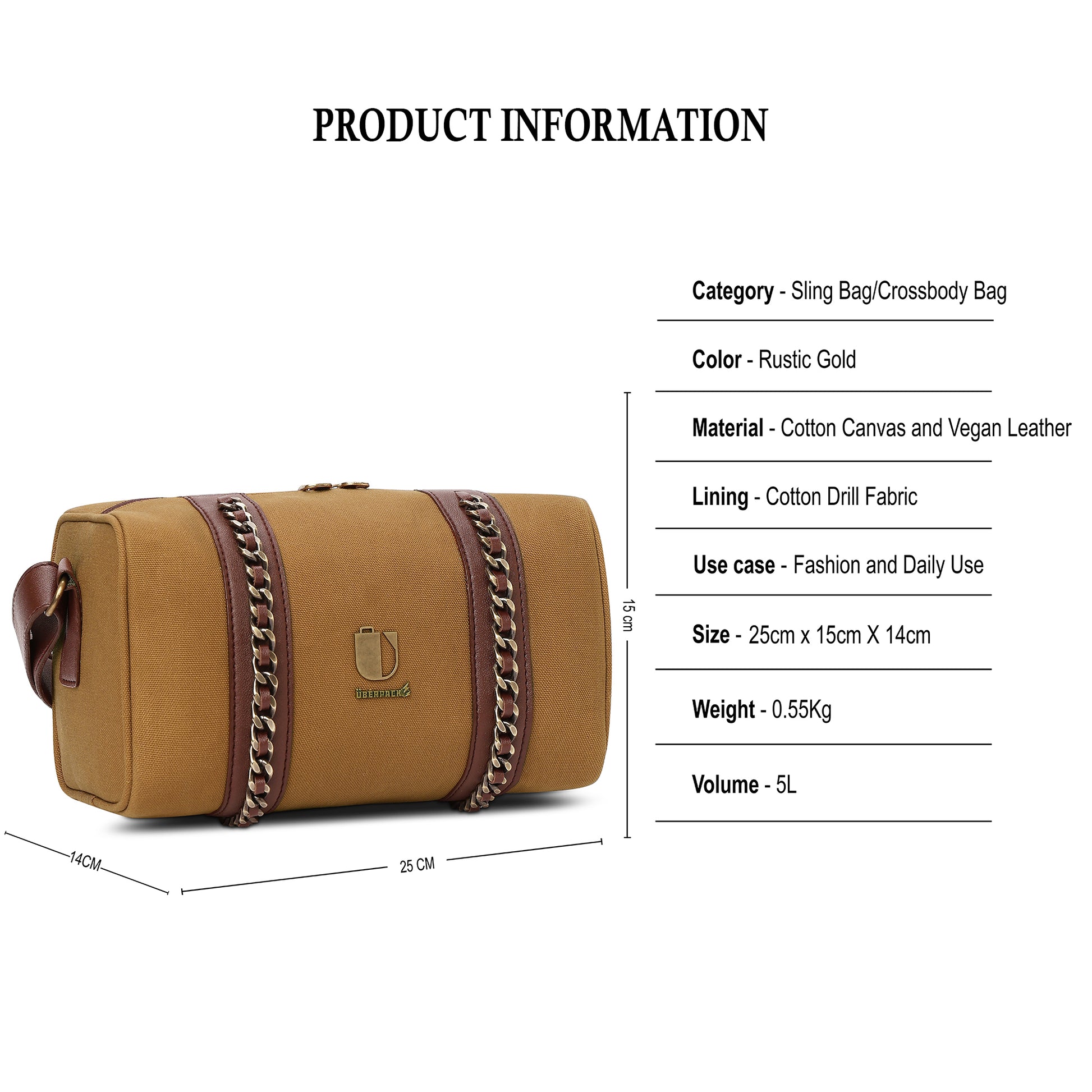 Luxe Link - Rustic Gold | Sling Bag / Crossbody - Überpack