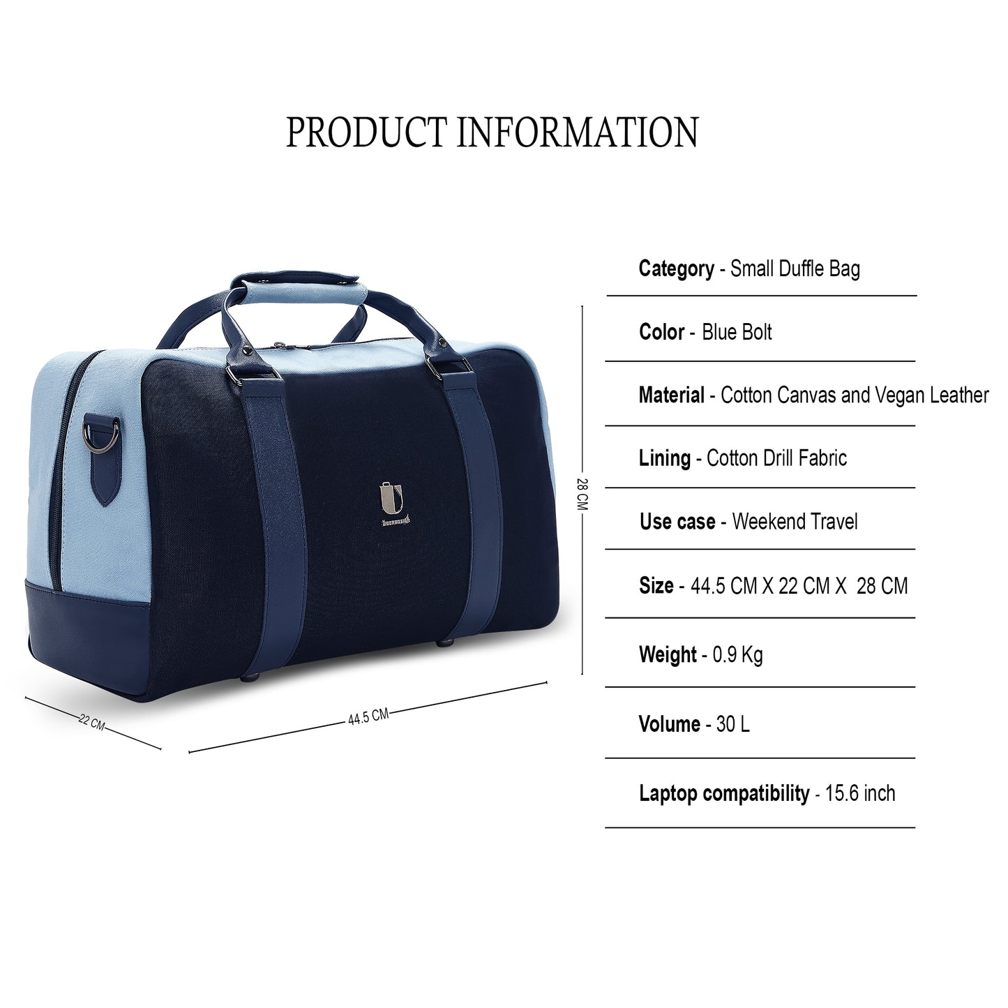 Contrast Cruise -  Blue Bolt | Small Duffle Bag - Überpack