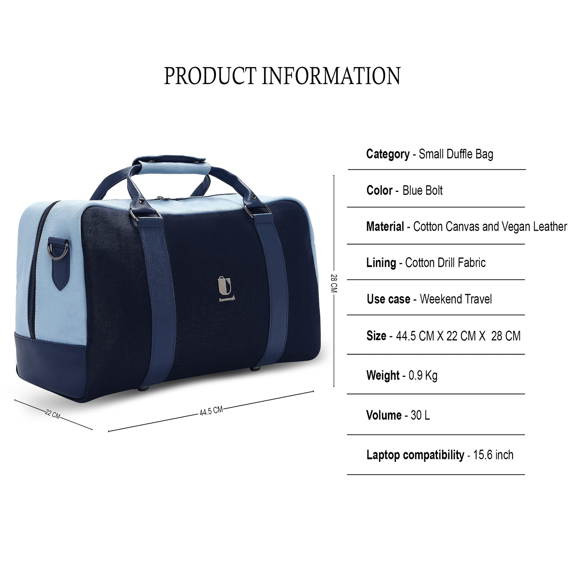 Contrast Cruise -  Blue Bolt | Small Duffle Bag - Überpack