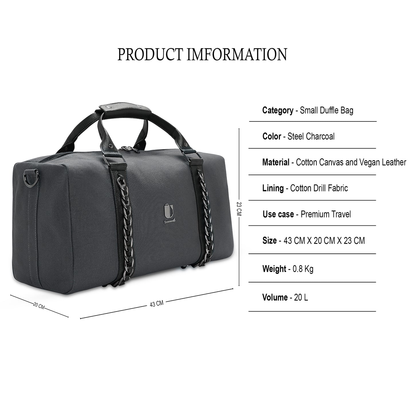 Soul Link - Steel Charcoal | Small Duffle Bag / Soft Travel Companion - Überpack